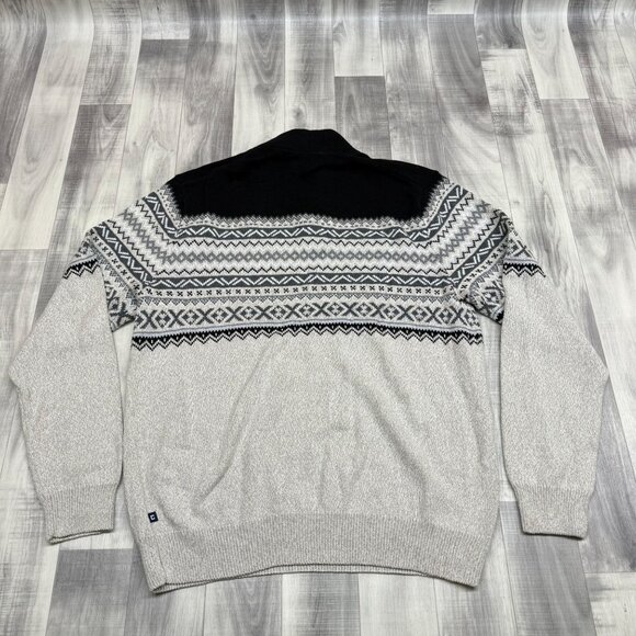 ✅ Mens L Chaps Ralph Lauren 3 Button Mockneck Fairisle Sweater Oatmeal Twist - Picture 7 of 9